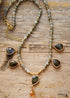 Boho Necklace, Labradorite, Rhinestone